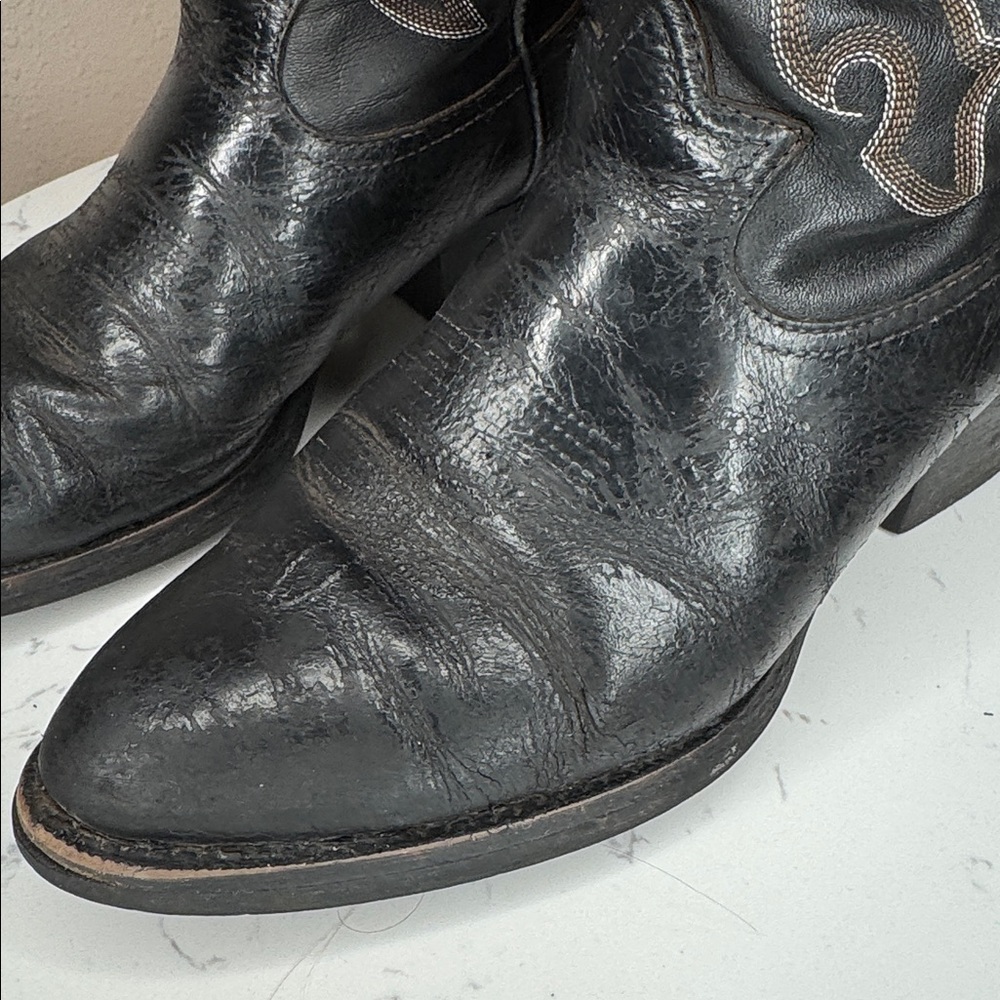 Tony Lama Black and Brown Cowboy Western Leather Boots style RR4001 - 8D - Picture 13 of 16